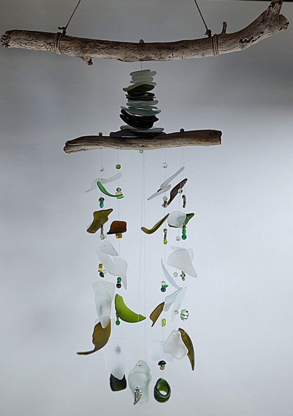 Stacked "sea" glass windchime