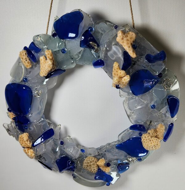 Blue and White Sea Glass Wall Décor